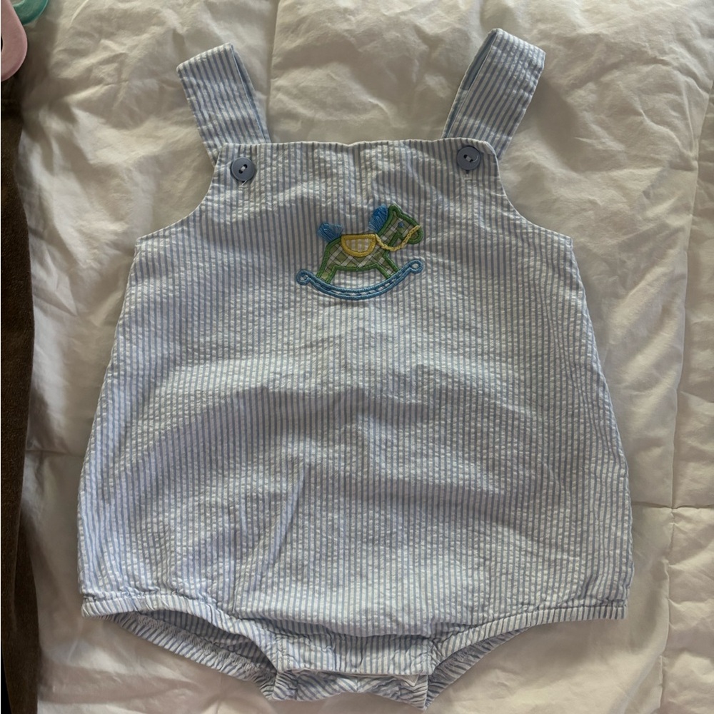 Florence Eiseman Blue and White Baby Romper